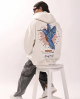 King Fisher Bird Puff Print Oversized Hoodie