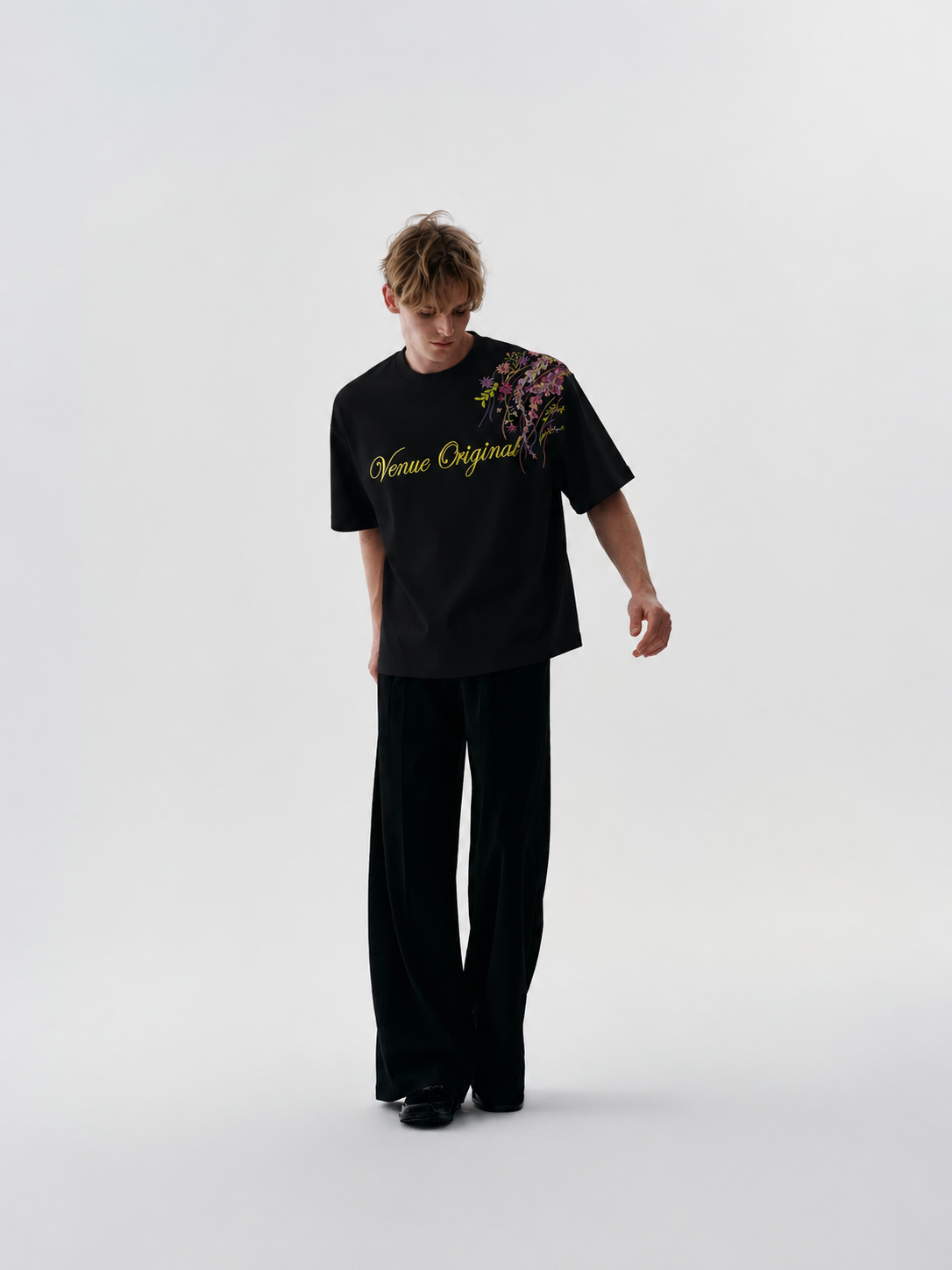 Ethereal Bloom Embroidered Oversized Tee