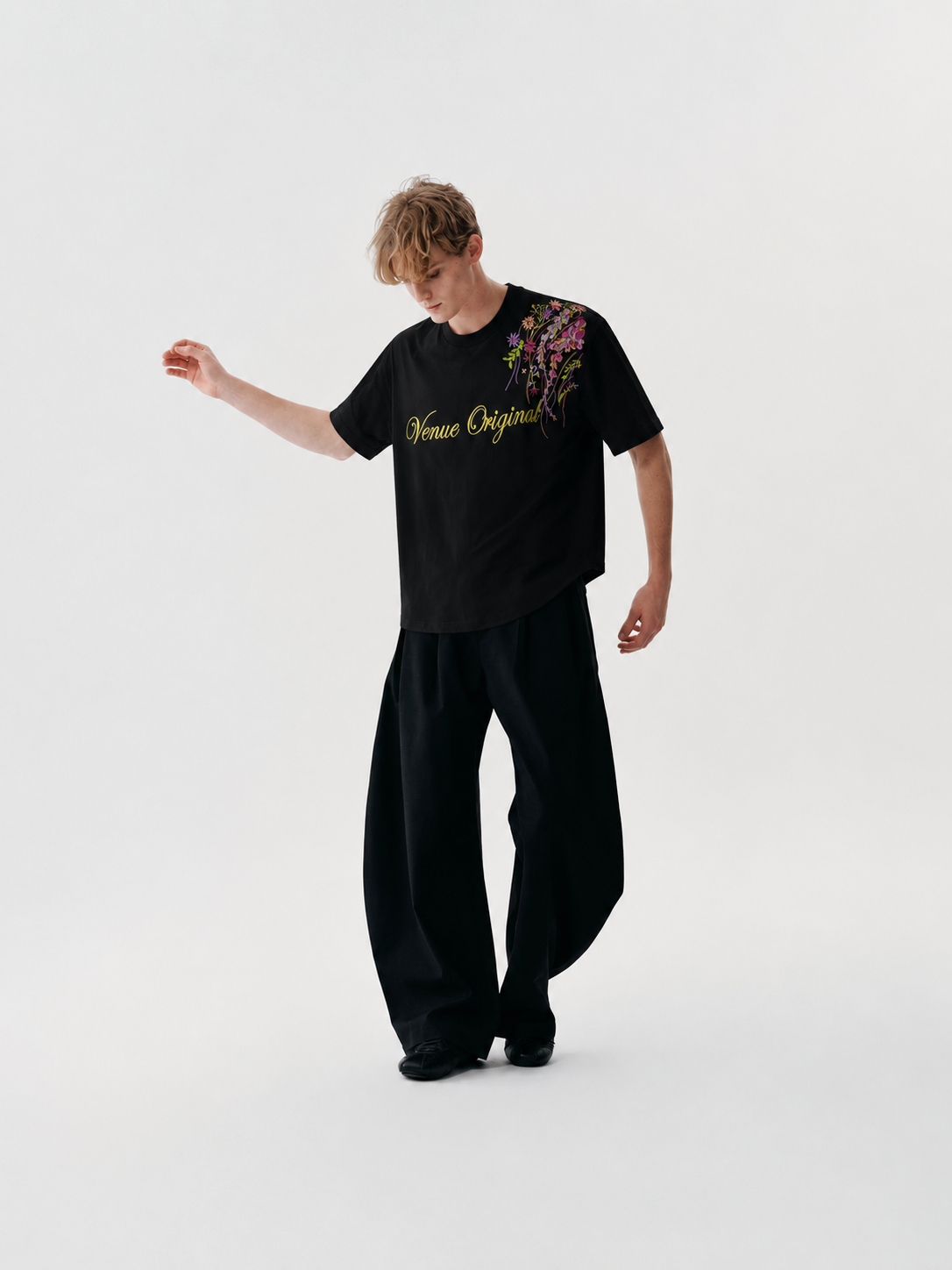 Ethereal Bloom Embroidered Oversized Tee