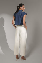 Two-Tone High-Rise Straight Fit Denim Jeans