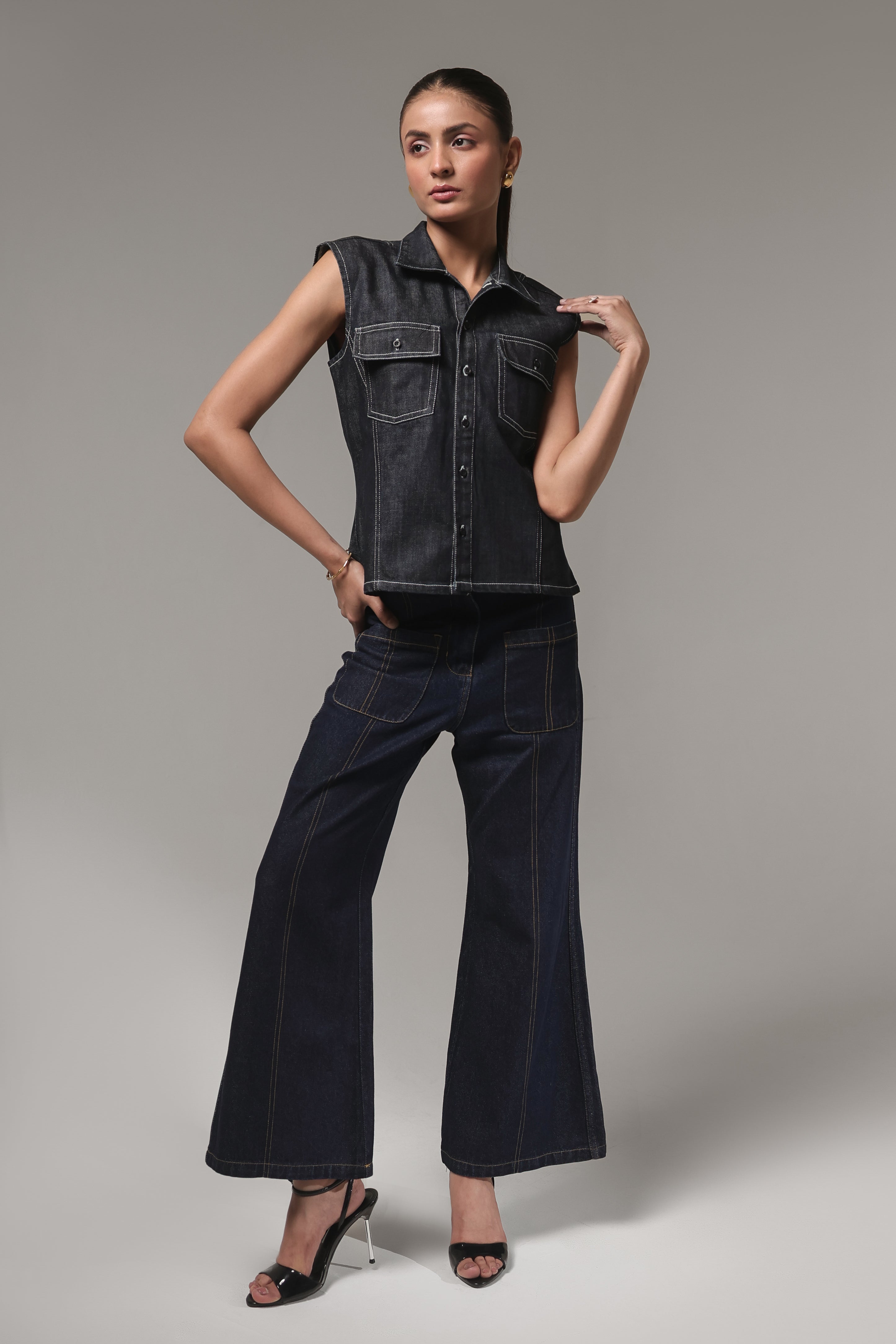 High-Rise Wide Leg Denim Jeans