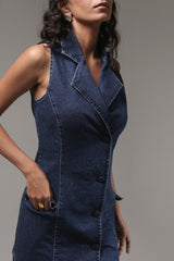 Sleeveless Denim Blazer Dress