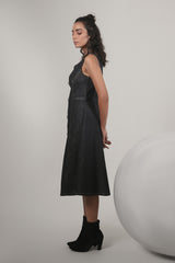Dark Denim Button-Down Midi Dress