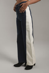 Dual-Tone Straight Leg Denim Jeans