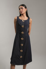 Golden Bloom Denim Midi – Venue Blues