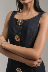 Golden Bloom Denim Midi – Venue Blues