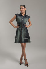 Sleeveless Fit & Flare Denim Dress