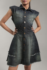 Sleeveless Fit & Flare Denim Dress