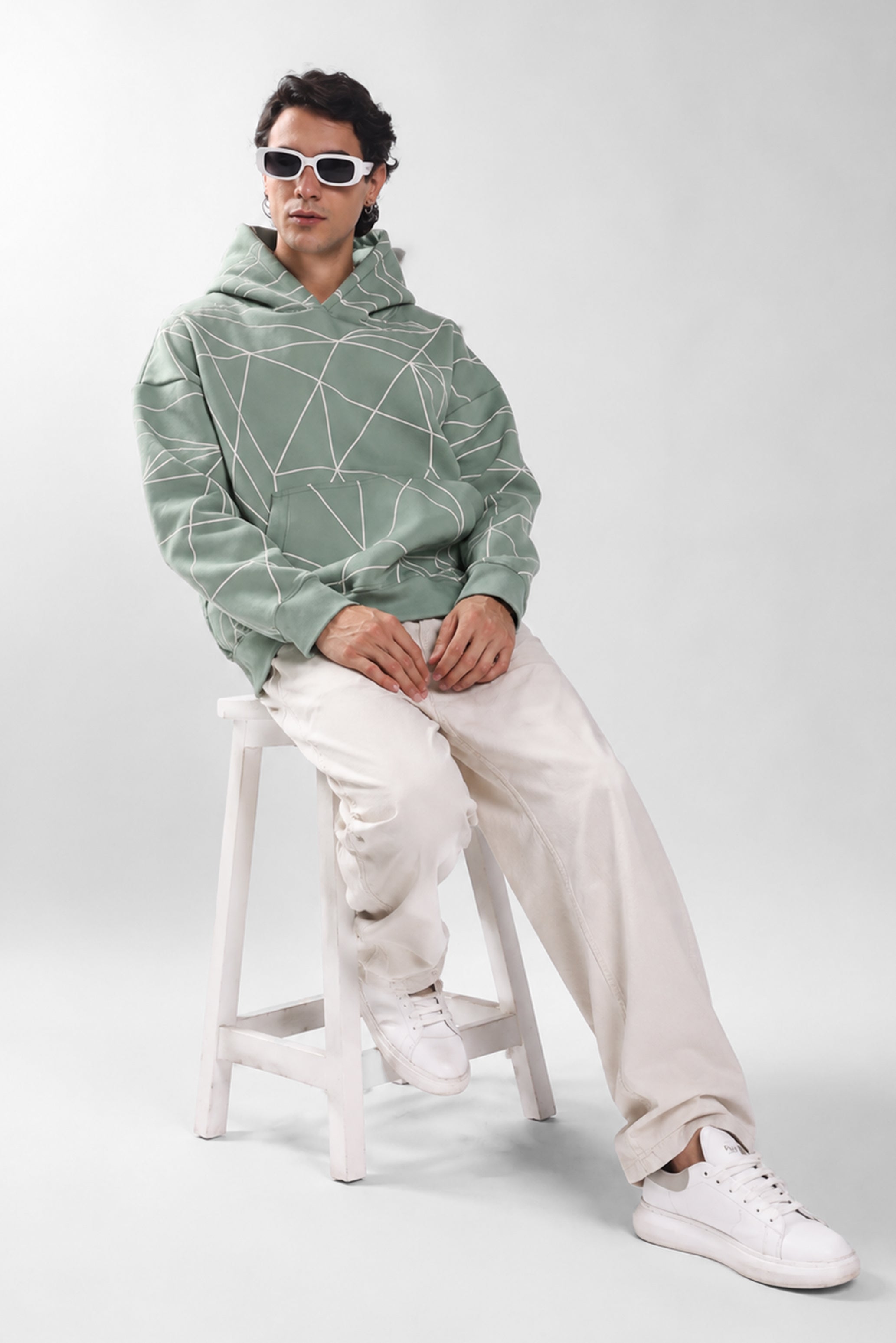 Buck Crown Overall Puff Print Oversized Hoodie