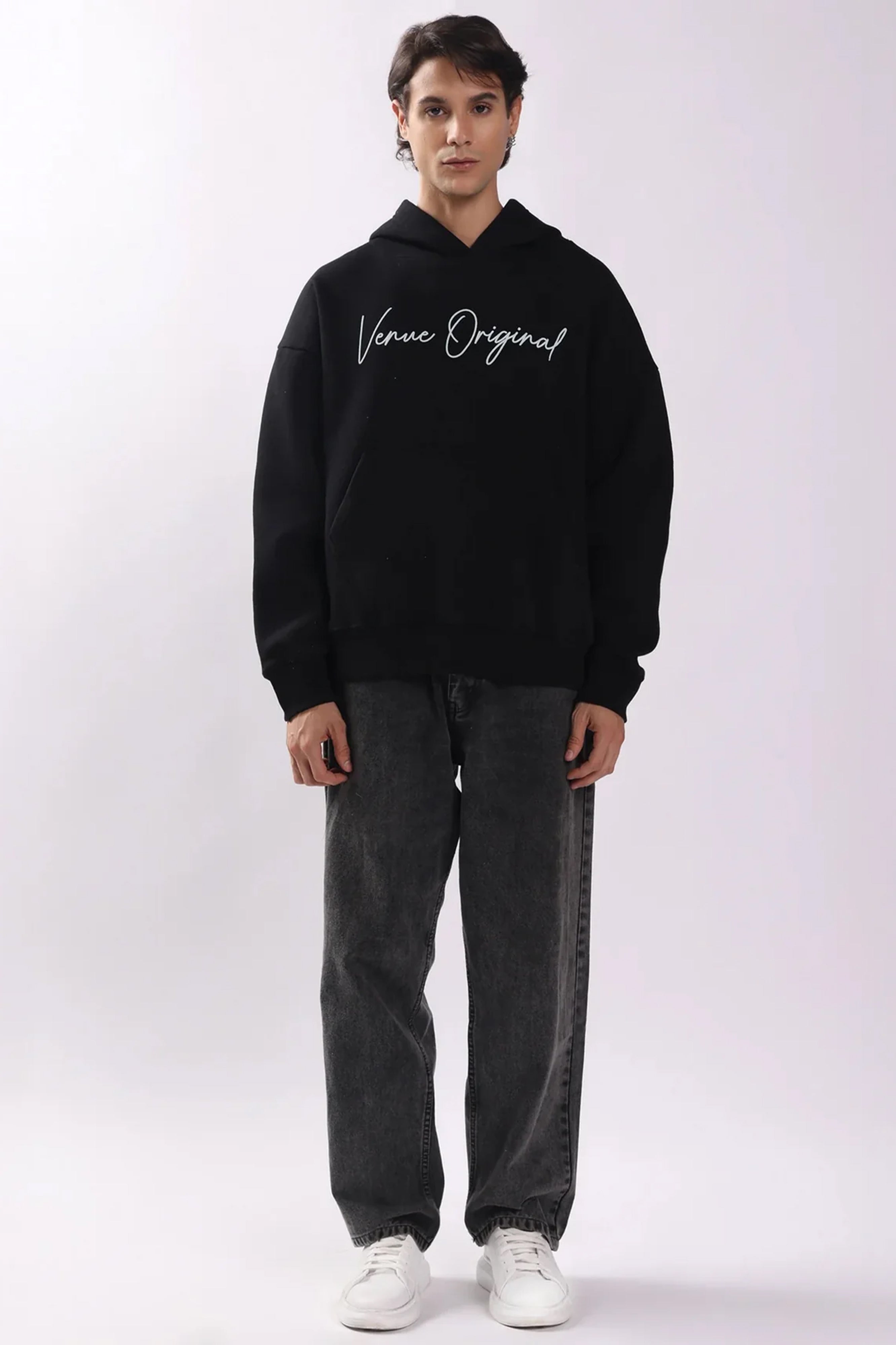 Night Owl Puff Print Oversized Hoodie