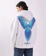 Flying Parrot Puff Print Oversized Hoodie