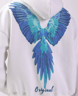 Flying Parrot Puff Print Oversized Hoodie