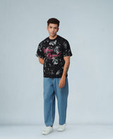 Roar Bloom Oversized Tee – Jungle Black