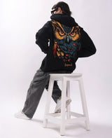 Night Owl Puff Print Oversized Hoodie