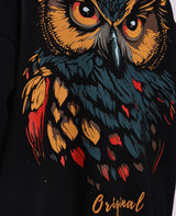 Night Owl Puff Print Oversized Hoodie