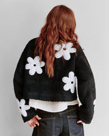 Daisy Print Zip-Up Sherpa Jacket