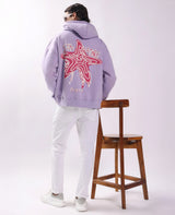 Star Print Puff Print Oversized Hoodie