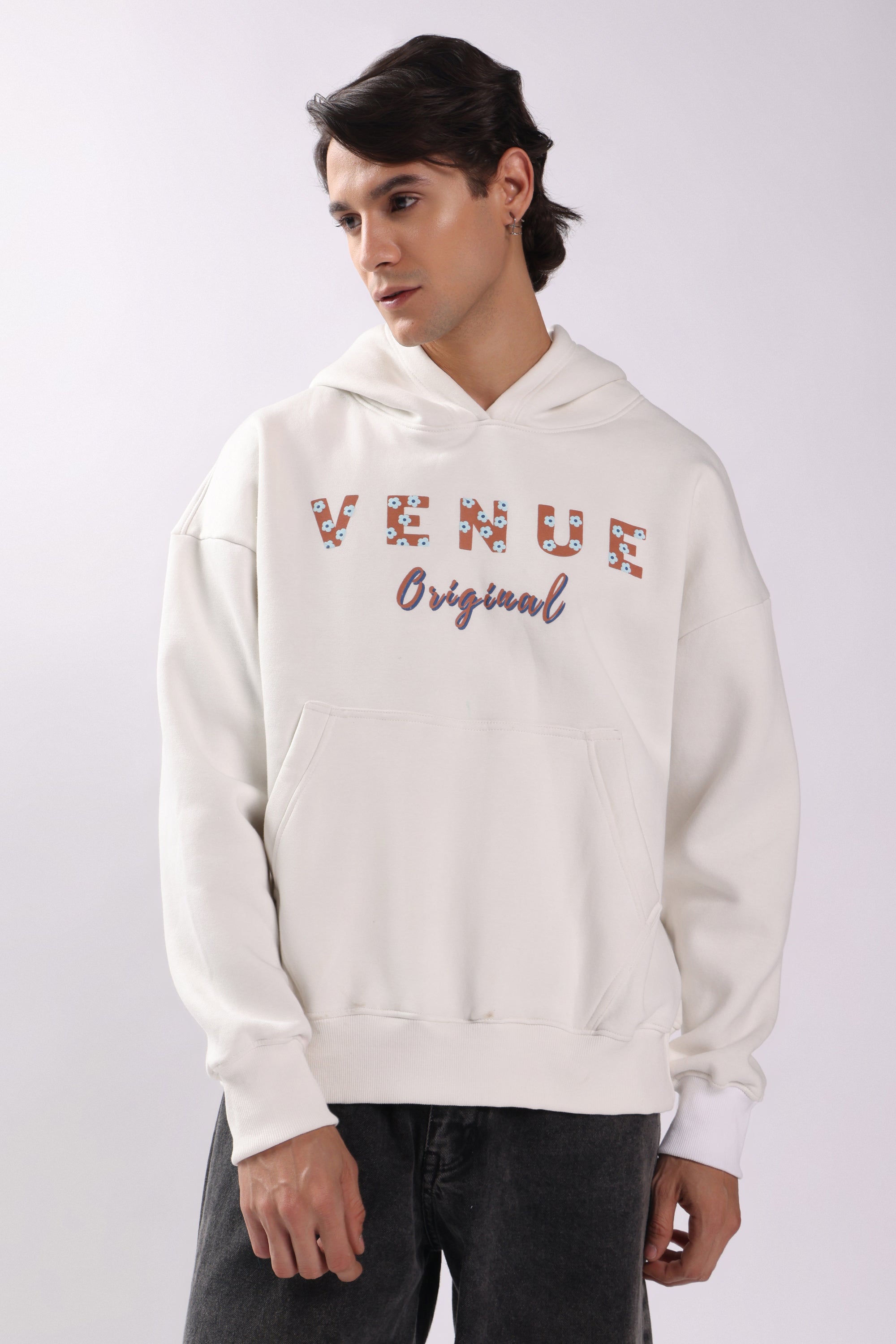 King Fisher Bird Puff Print Oversized Hoodie