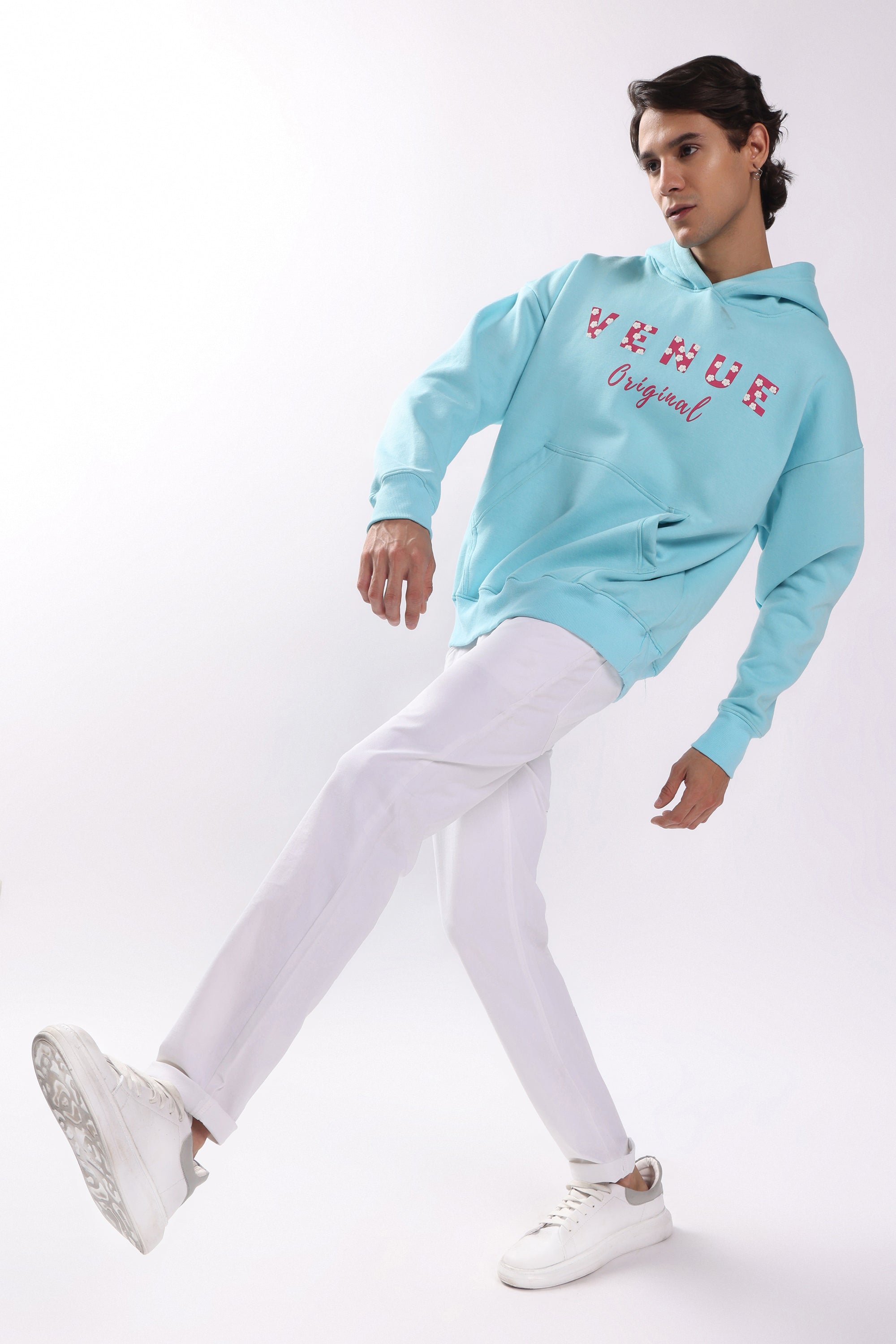 Star Print Puff Print Oversized Hoodie