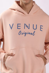 Typography Puff Print Oversized Hoodie