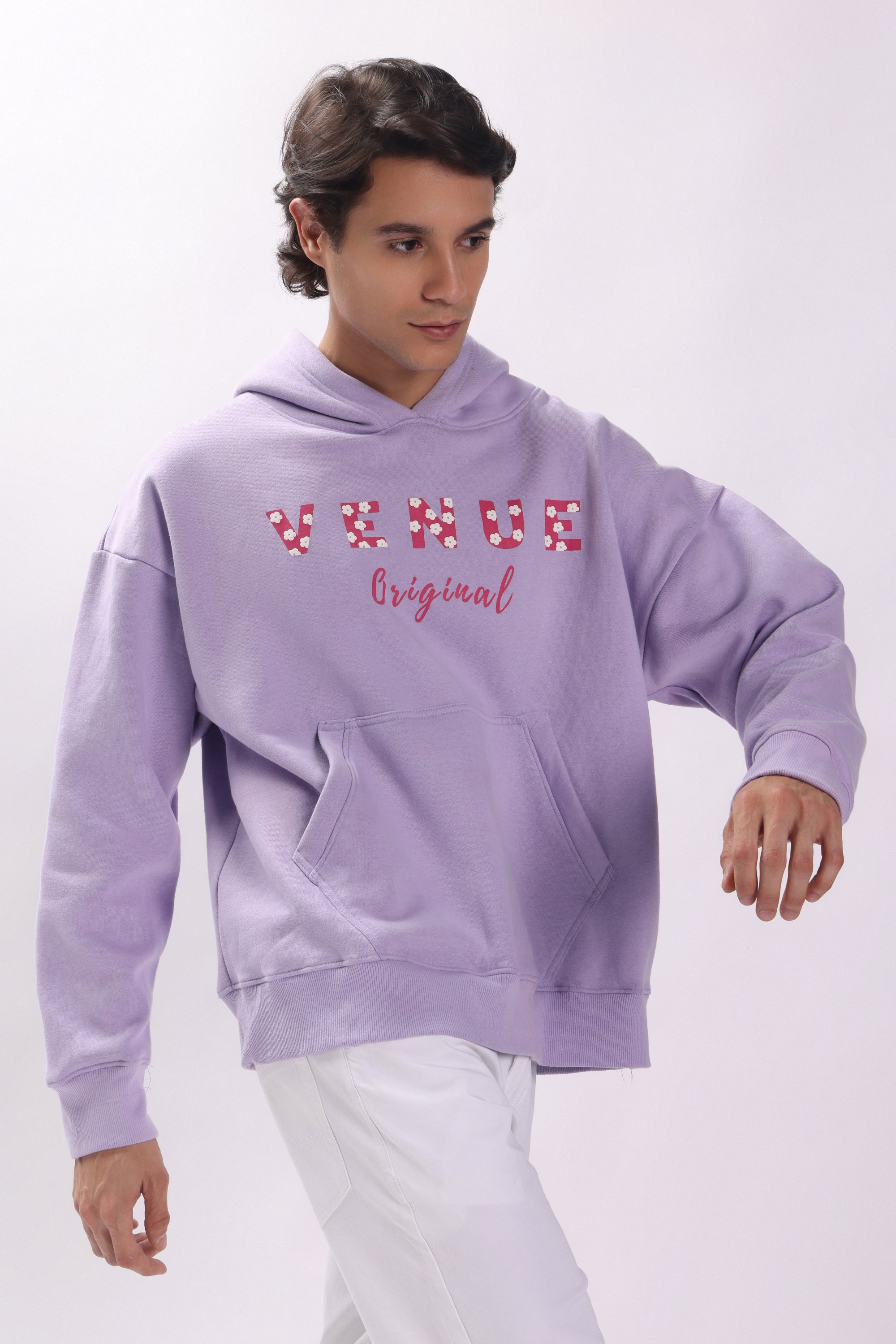 Star Print Puff Print Oversized Hoodie