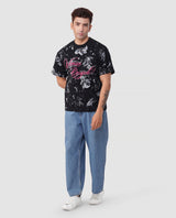 Roar Bloom Oversized Tee – Jungle Black