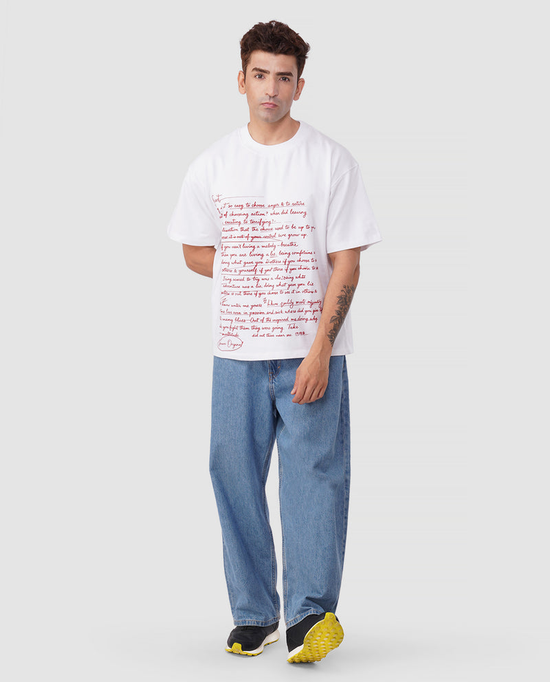 Scripted Chaos Oversized Tee – Red Ink Manifest Drop