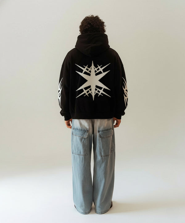 Y2k Embroided Bold Starburst Oversize Hoodie