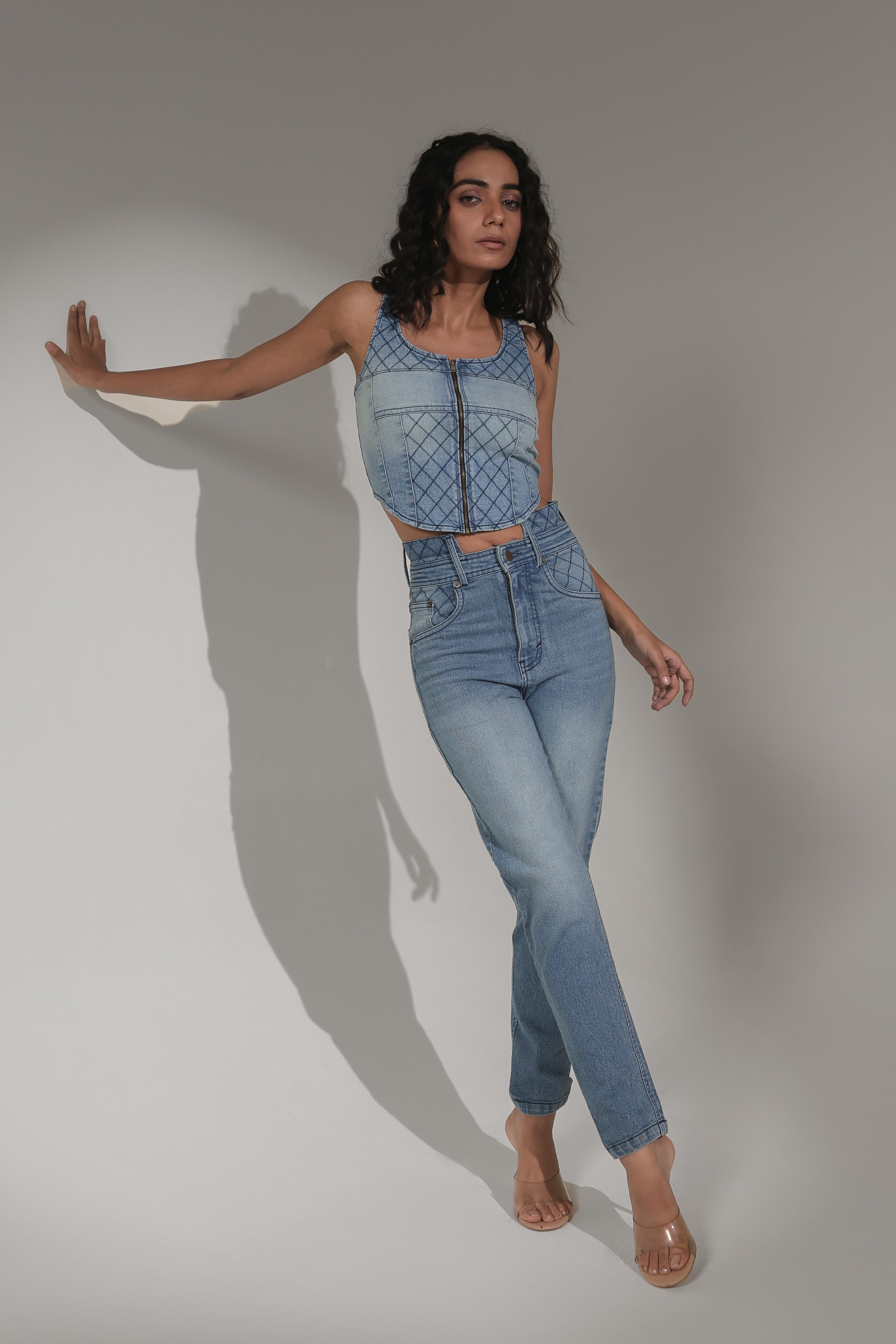 Light-Wash High-Rise Slim-Fit Jeans