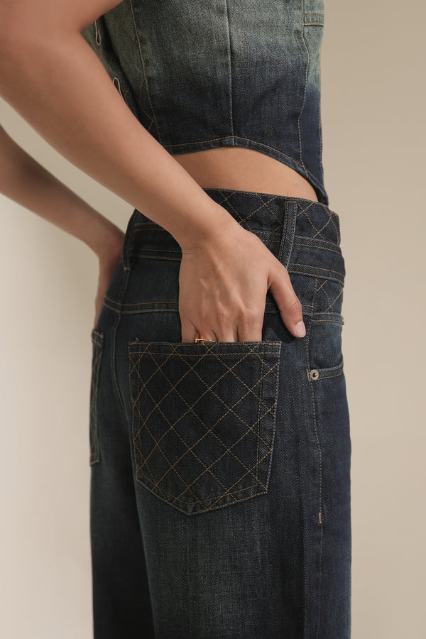 Women’s Dark-Wash High-Rise Relaxed Fit Jeans | Blues by V E N U E ORIGINAL