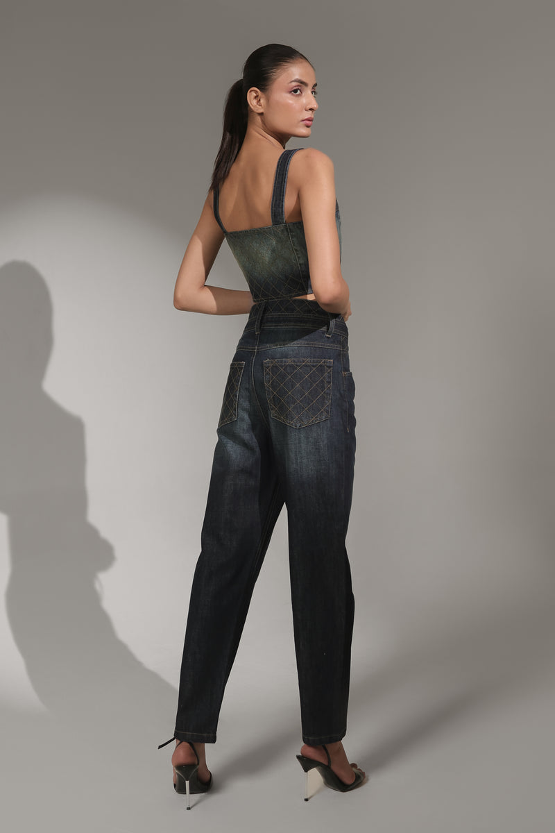 Women’s Dark-Wash High-Rise Relaxed Fit Jeans | Blues by V E N U E ORIGINAL