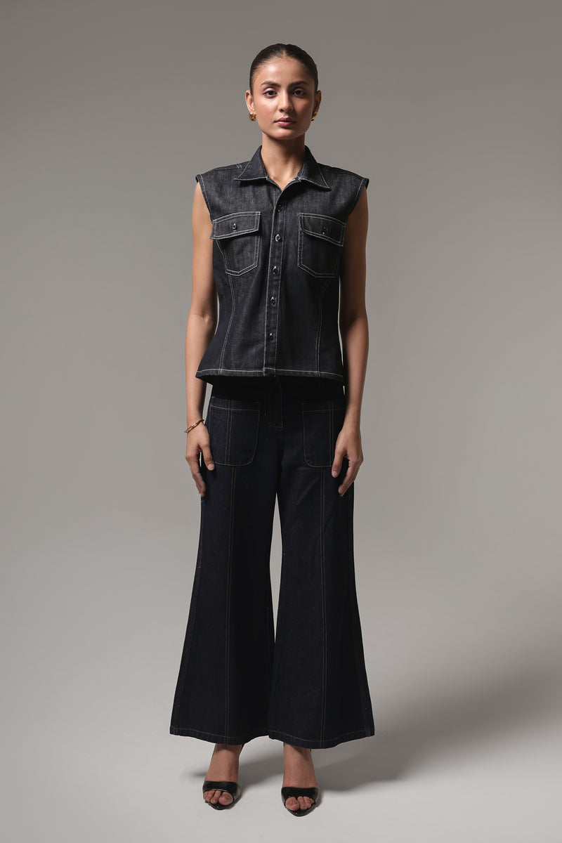 High-Rise Wide Leg Denim Jeans