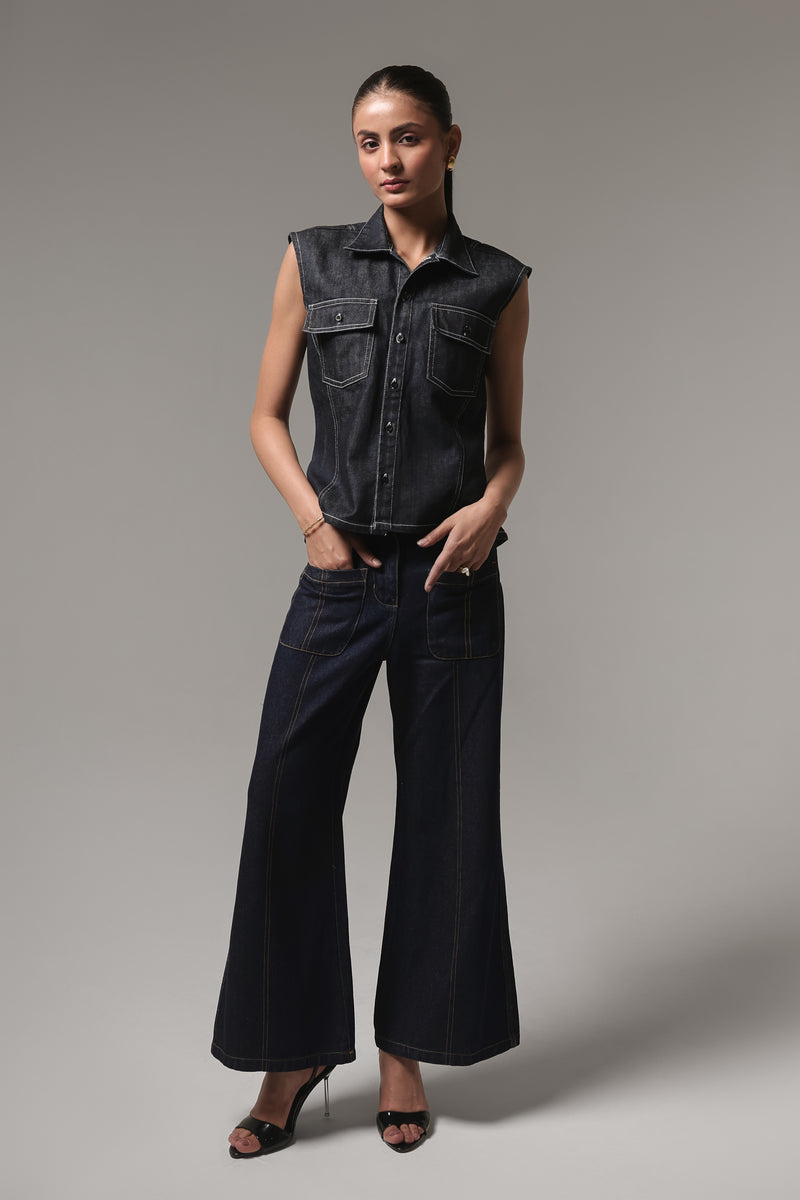 Women’s High-Rise Wide Leg Denim Jeans | Blues by V E N U E ORIGINAL