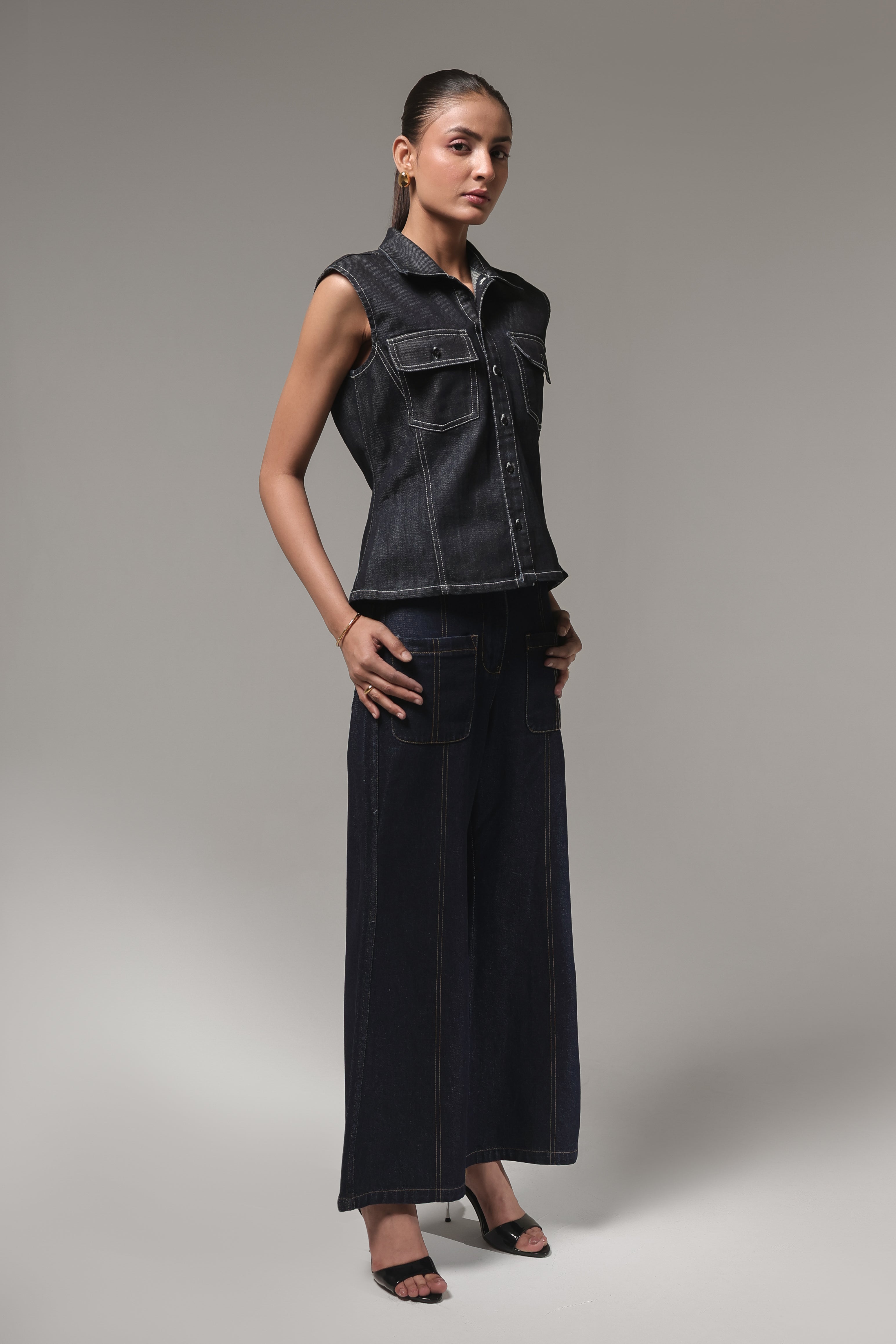 High-Rise Wide Leg Denim Jeans