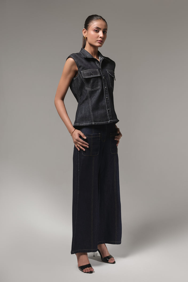 Women’s High-Rise Wide Leg Denim Jeans | Blues by V E N U E ORIGINAL