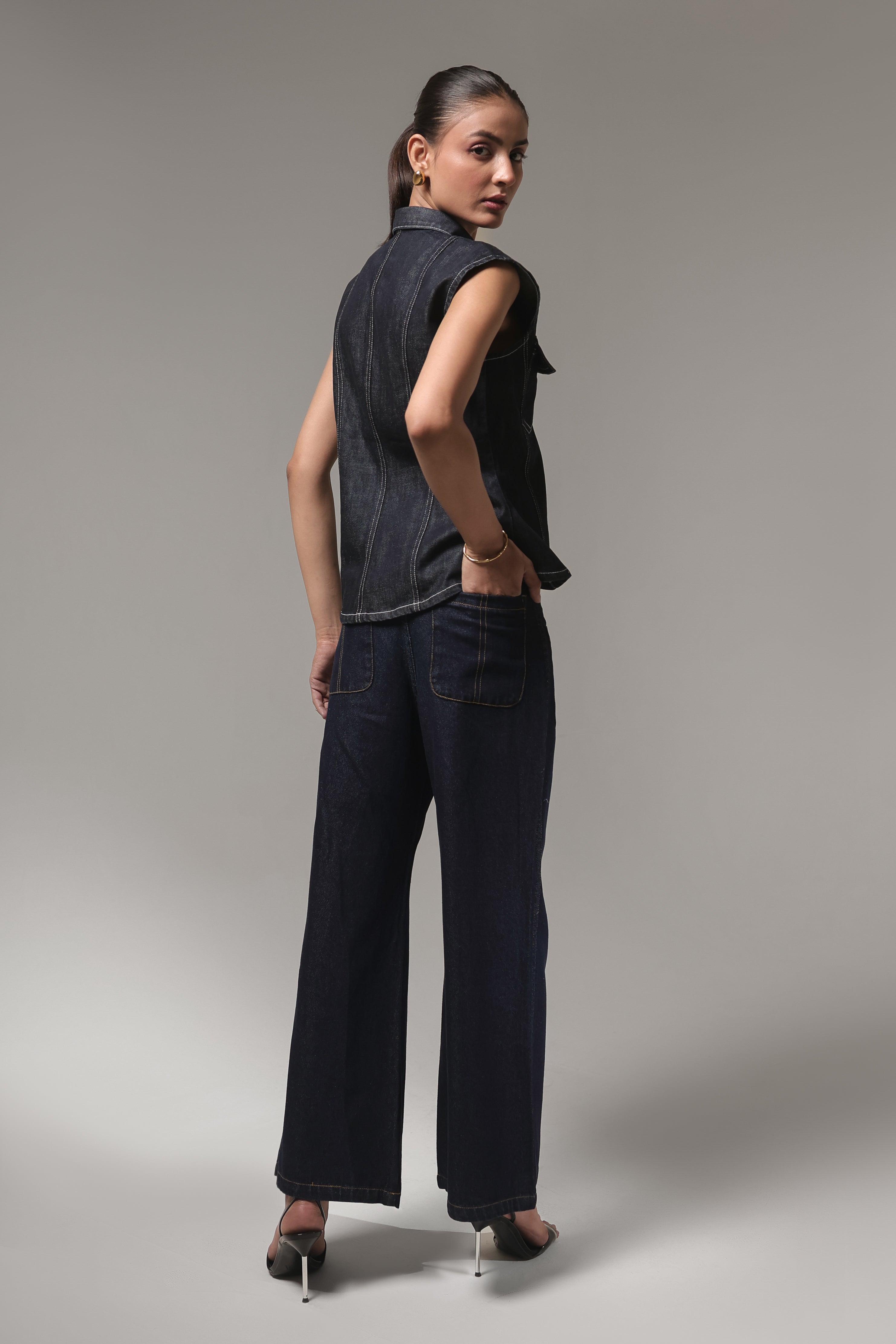 High-Rise Wide Leg Denim Jeans