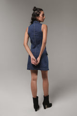 Women’s Sleeveless Denim Blazer Dress | Blues by V E N U E ORIGINAL