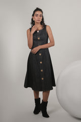 Women’s Dark Denim Button-Down Midi Dress | Blues by V E N U E ORIGINAL