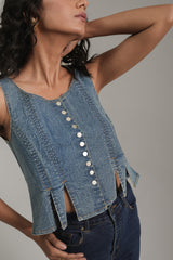 Women’s Rivette Denim Corset Top | Blues by V E N U E ORIGINAL