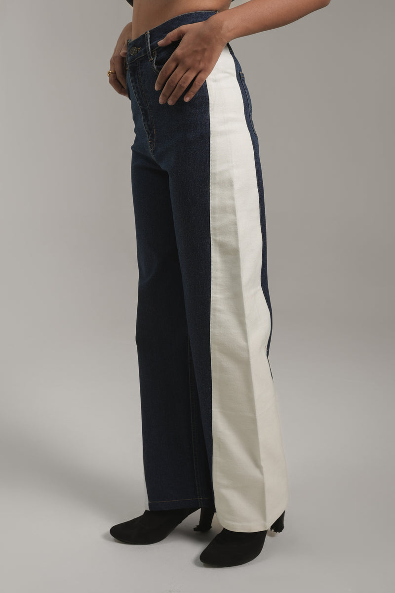 Women’s Dual-Tone Straight Leg Denim Jeans | Blues by V E N U E ORIGINAL