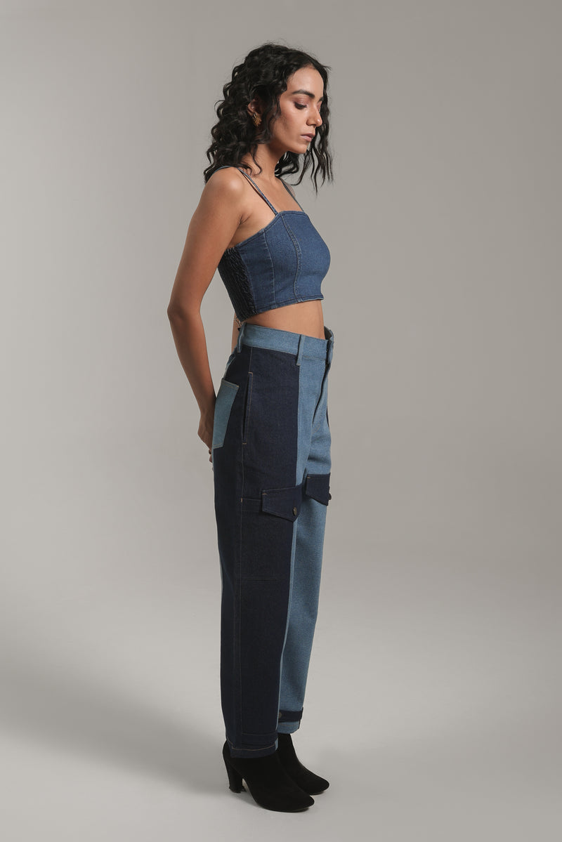 Women’s Denim Bustier Crop Top | Blues by V E N U E ORIGINAL