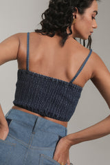 Women’s Denim Bustier Crop Top | Blues by V E N U E ORIGINAL