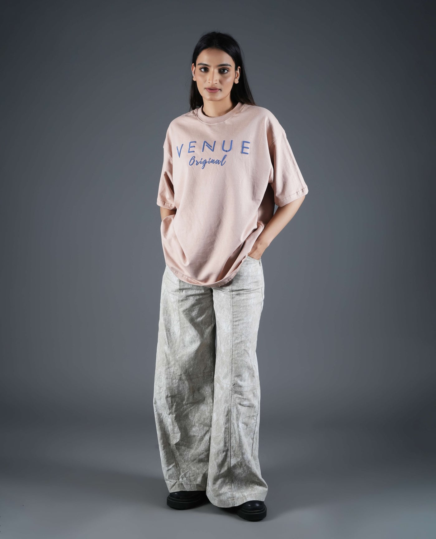 Typography Puff Print Oversized T-shirt