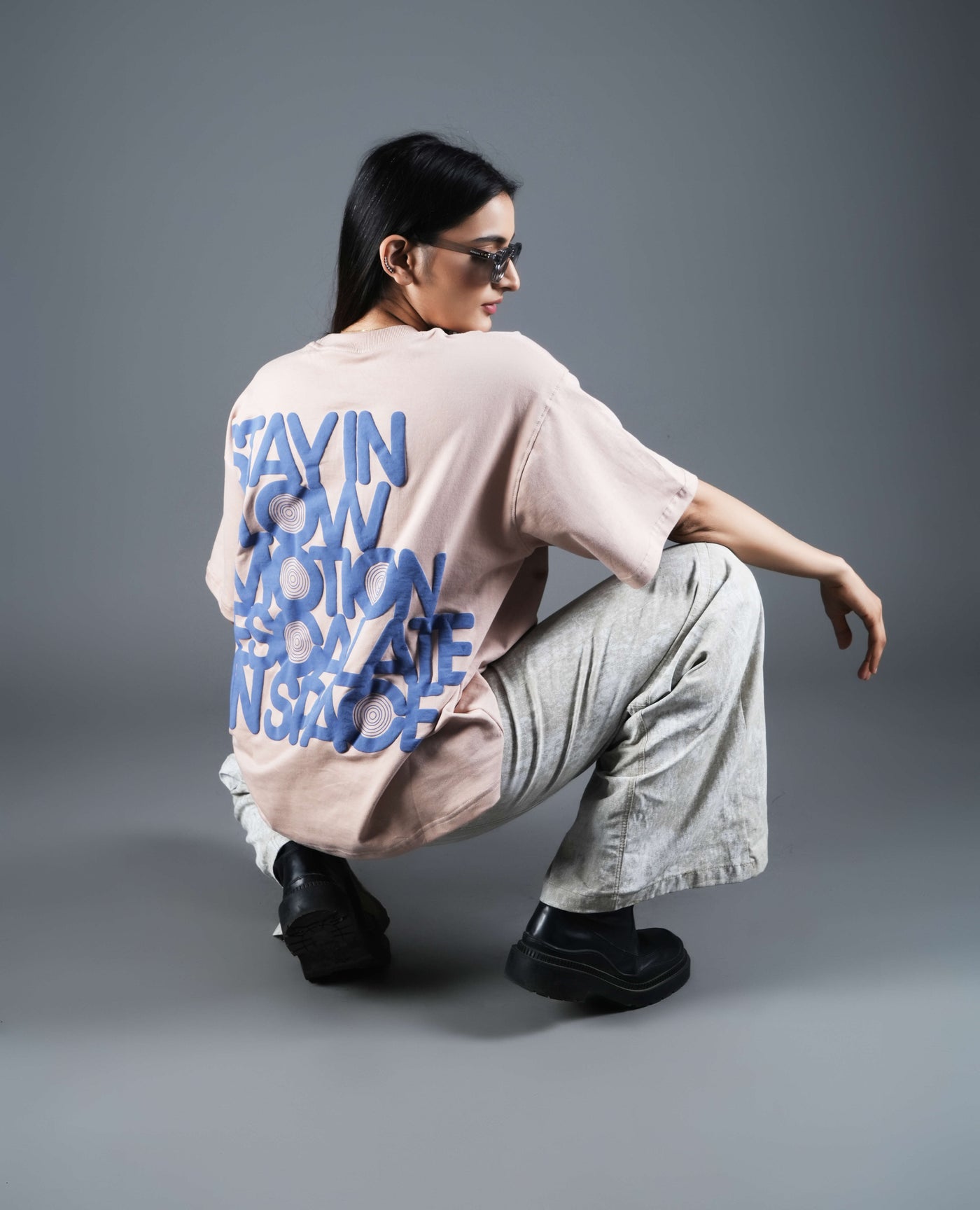 Typography Puff Print Oversized T-shirt