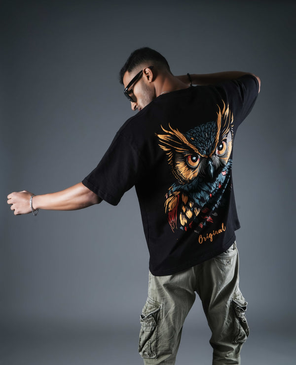 Night Owl Puff Print Oversized T-shirt