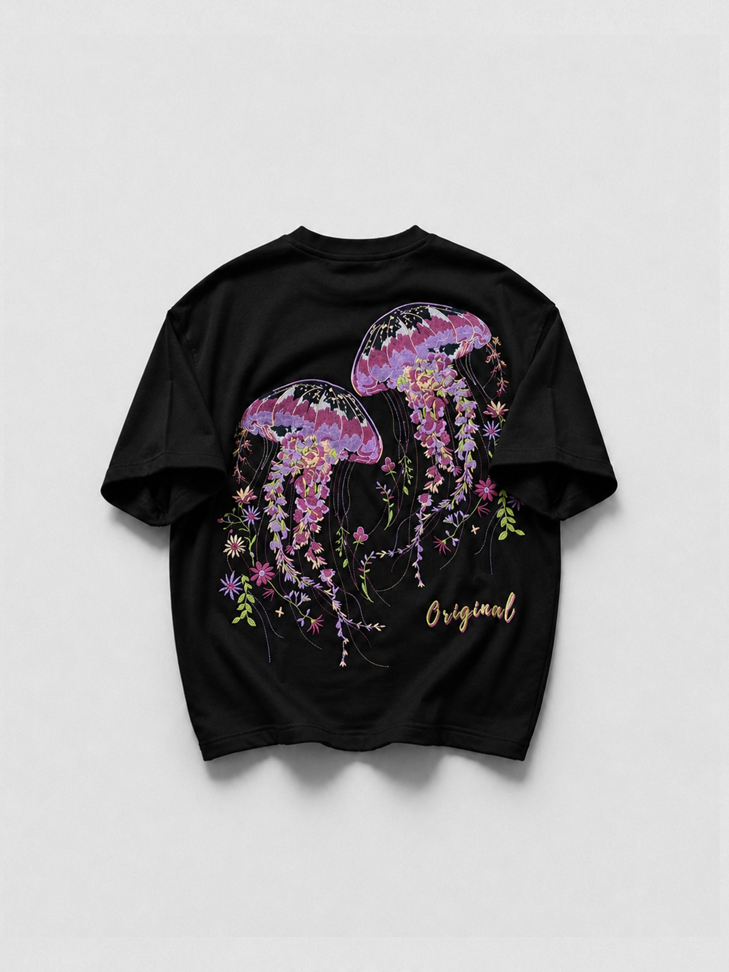 Ethereal Bloom Embroidered Oversized Tee