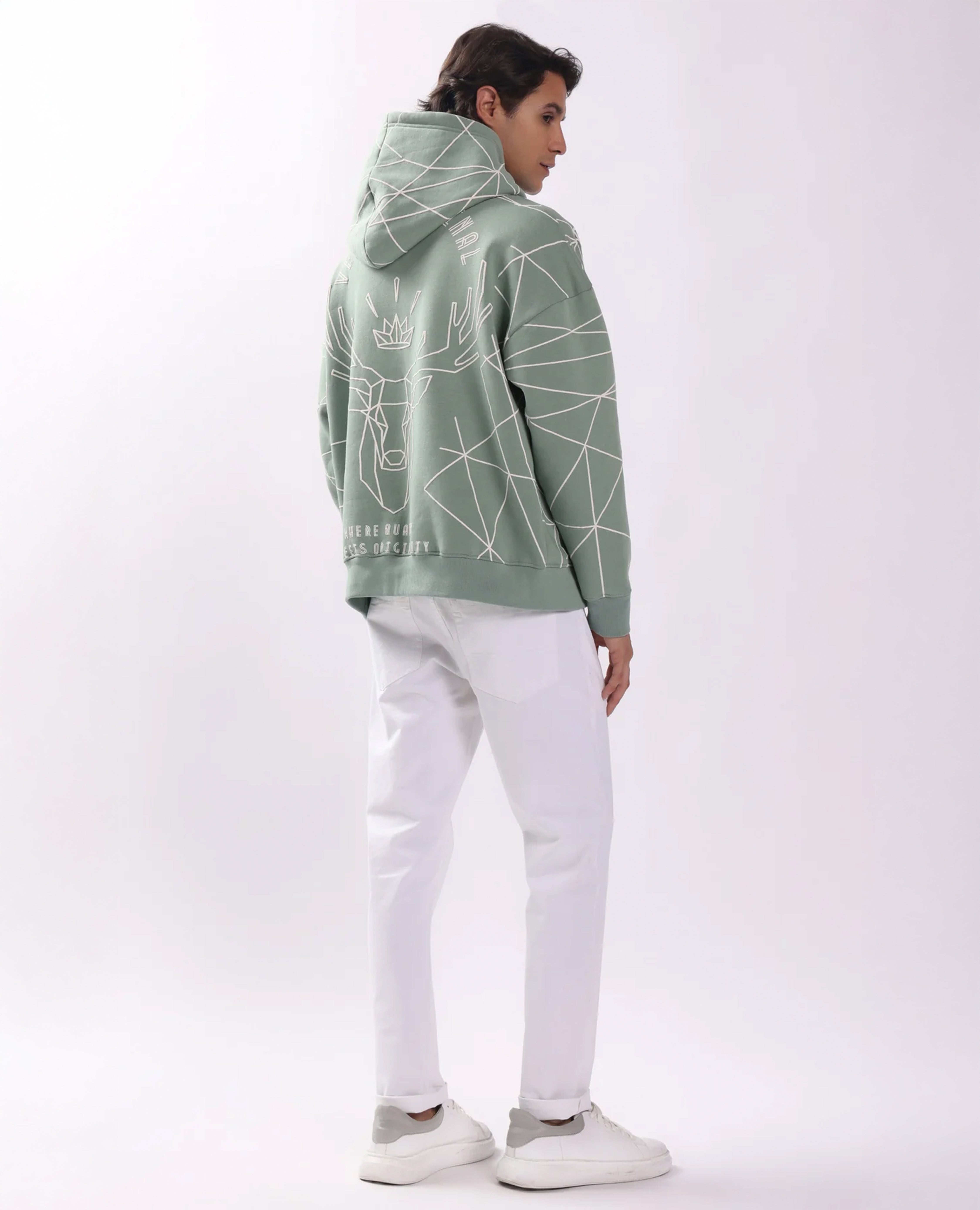 Buck Crown Overall Puff Print Oversized Hoodie