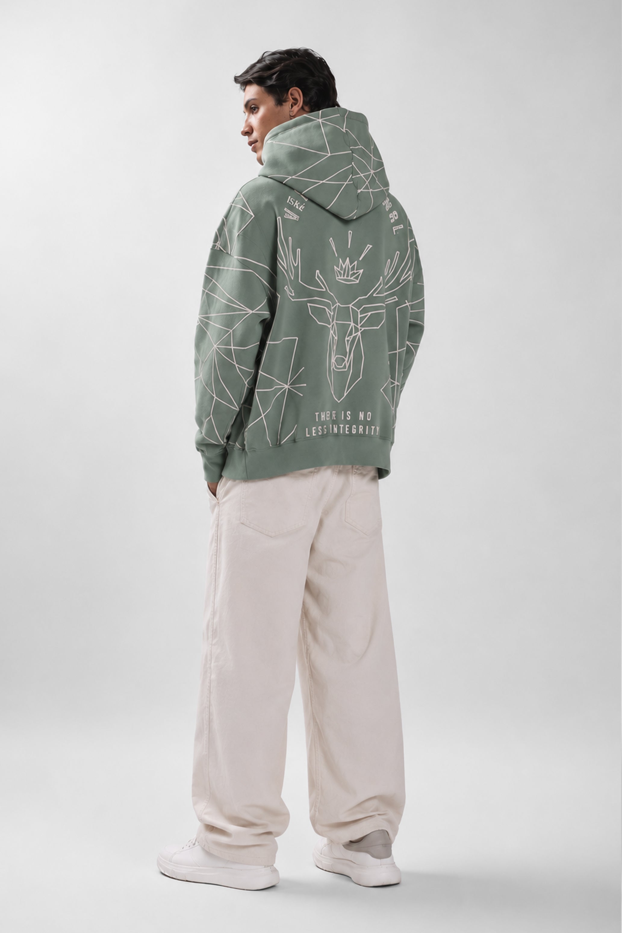 Buck Crown Overall Puff Print Oversized Hoodie