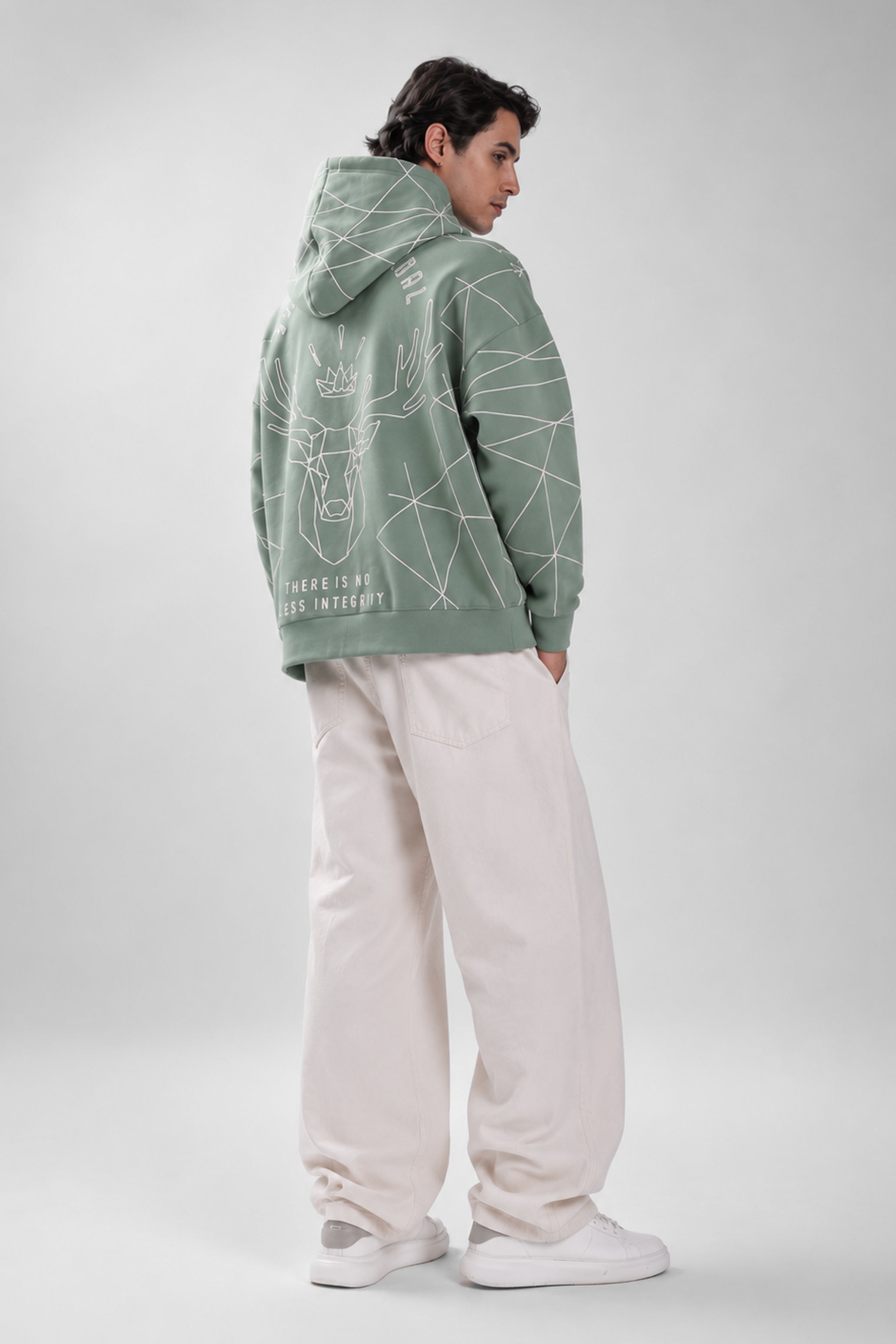 Buck Crown Overall Puff Print Oversized Hoodie