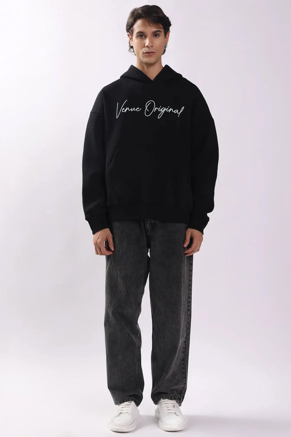 Night Owl Puff Print Oversized Hoodie